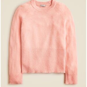 J. Crew High Rib Crew Neck in Wool Blend Sweater. Peach.